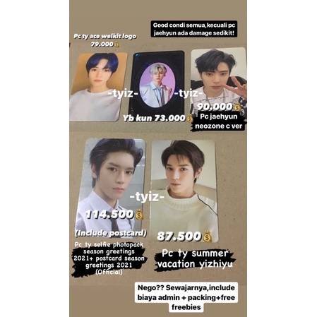 photocard nct,jaeyun,taeyong,yb kun