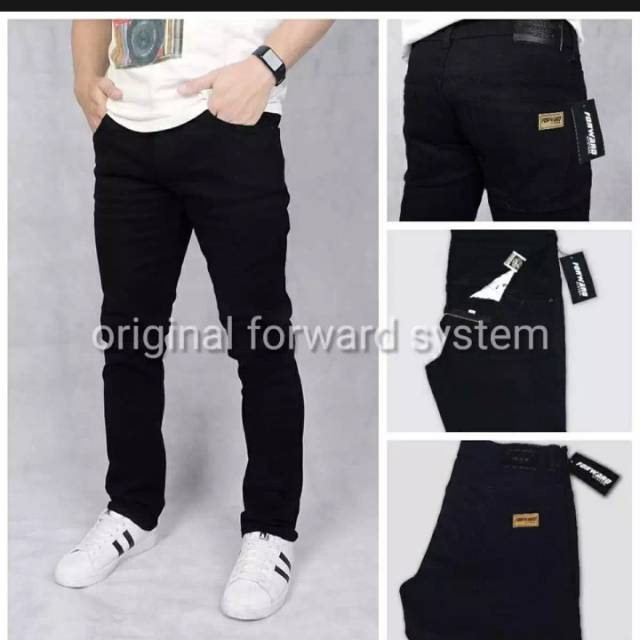 Celana jeans pria forward slimfit hitam