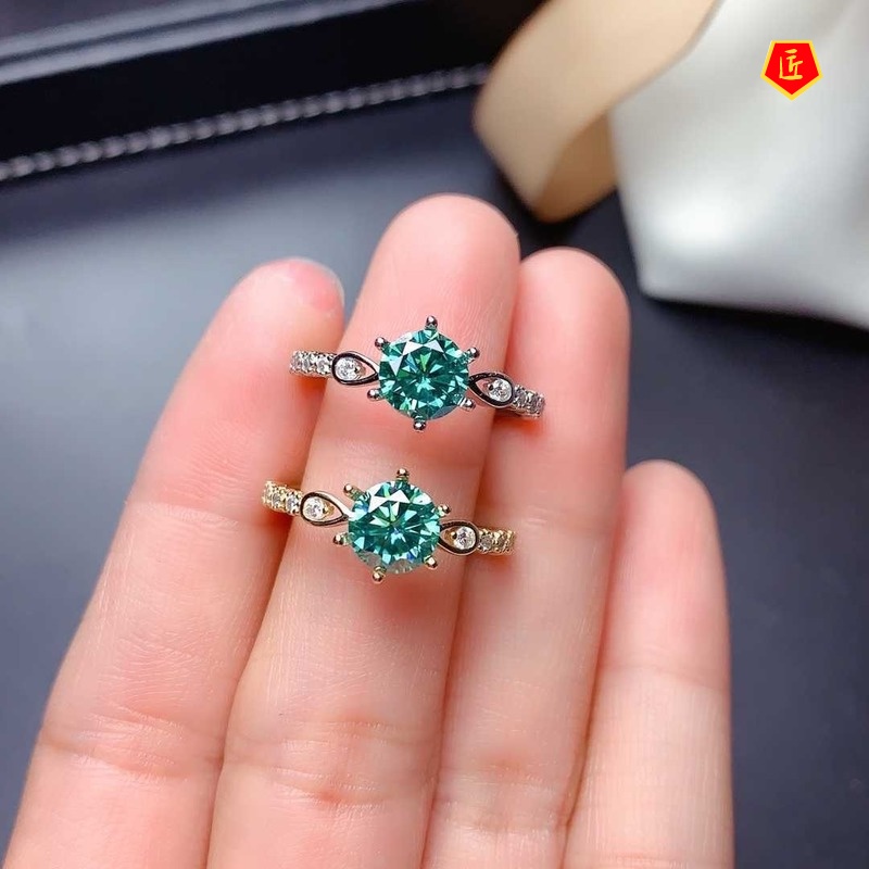 [Ready Stock]Creative Personality Green Moissanite Ring