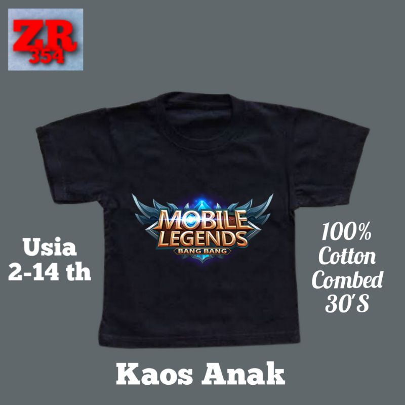 Baju anak kaos MOBILE LEGEND logo ML tshirt game E-SPORT hitam kaos Gamers oversize lokal kaos anak 