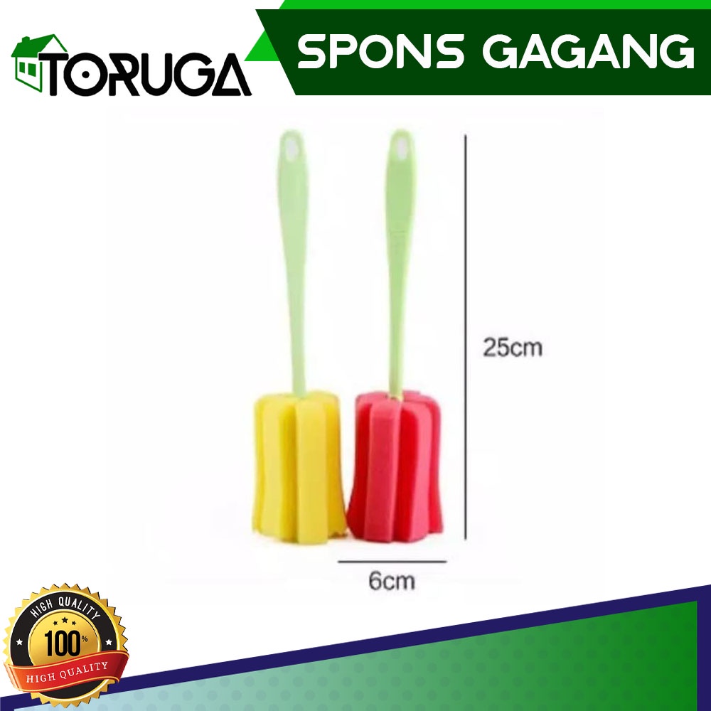 Spons Pembersih Botol Sponge Busa Cuci Piring Gelas Mini Tongkat