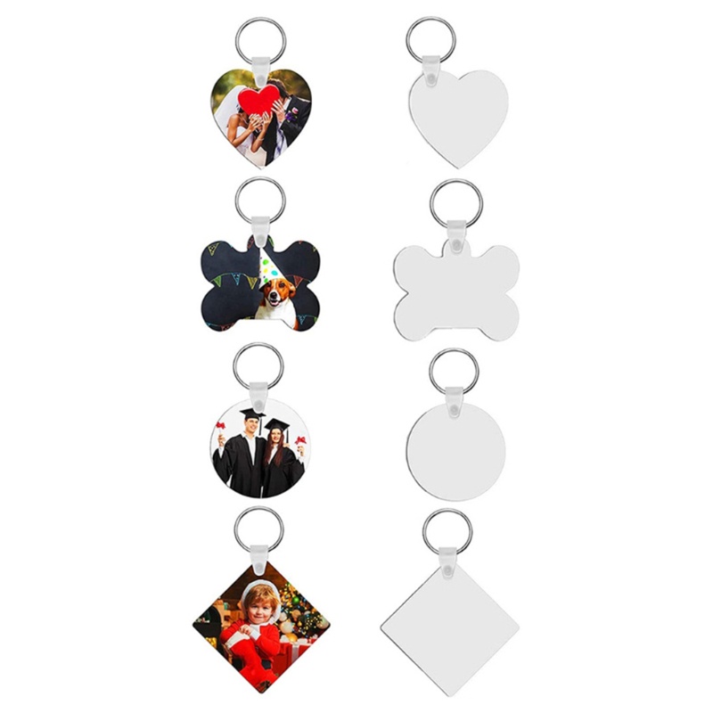 SIY  30 Pcs/Set Sublimation Blank Keychains Thermal Transfer Key Chain Double-Side Printed MDF Keyrings with Split Rings