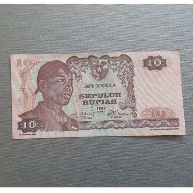 Uang kuno kertas 10 Rupiah Sudirman tahun 1968