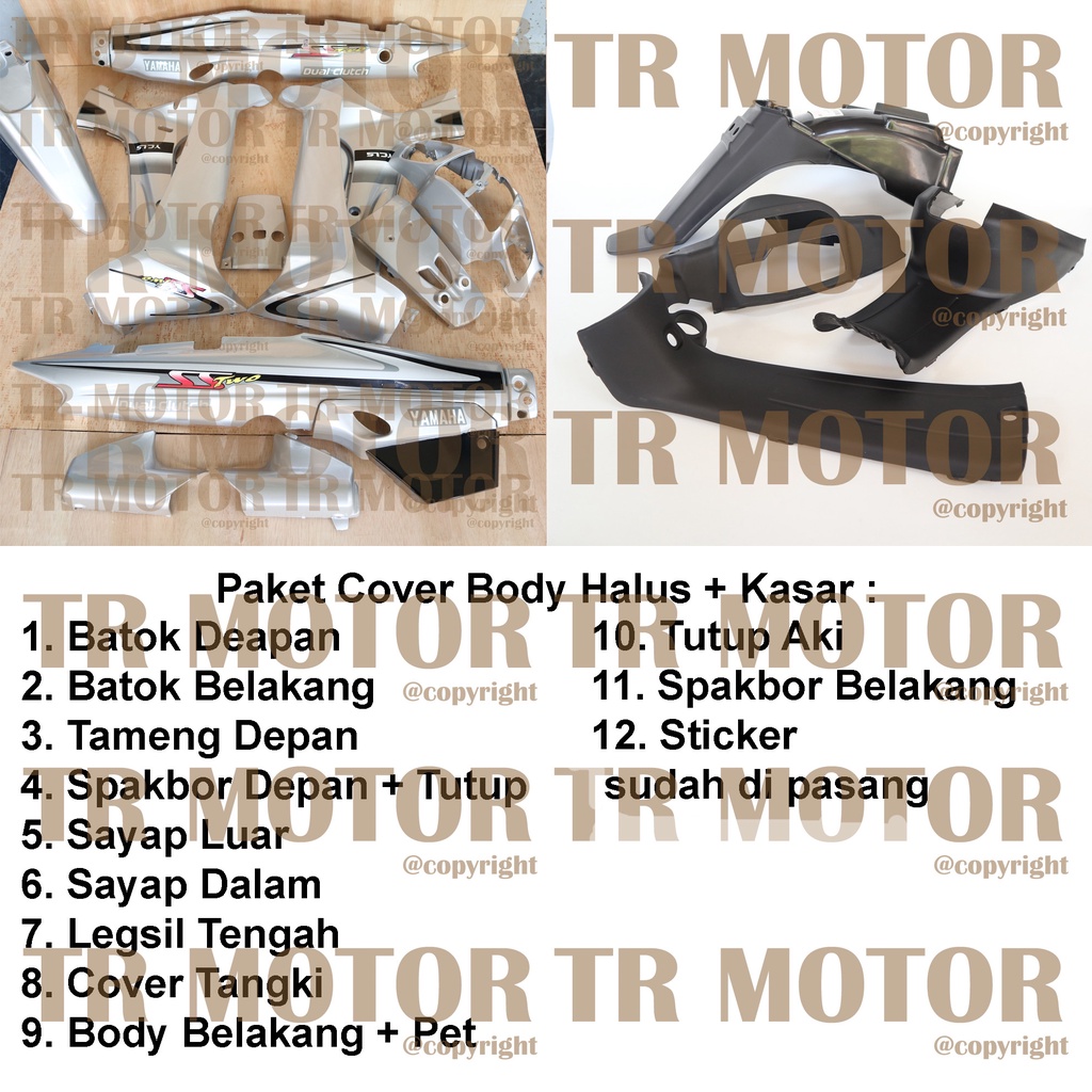 Cover Body Fizr F1zr  SS Two Silver Full Set Halus Cover Bodi Yamaha Fiz r