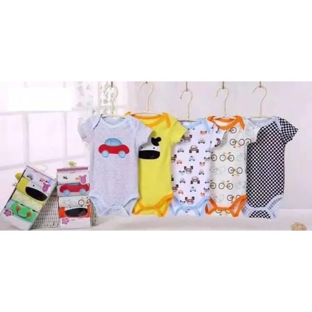 5 pcs Jumper Lovelle Carts Baju Kodok Bayi Bodysuit Pendek Baby Lovelle Cart's 3-12m Carters Bodysuits