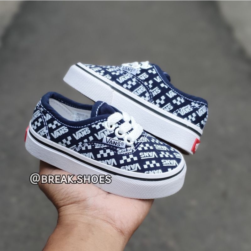 Sepatu anak autentik tali navy putih/ alas kaki anak laki dan perempuan