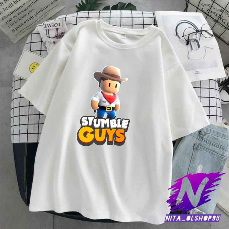 kaos anak stumble guys koboy karakter