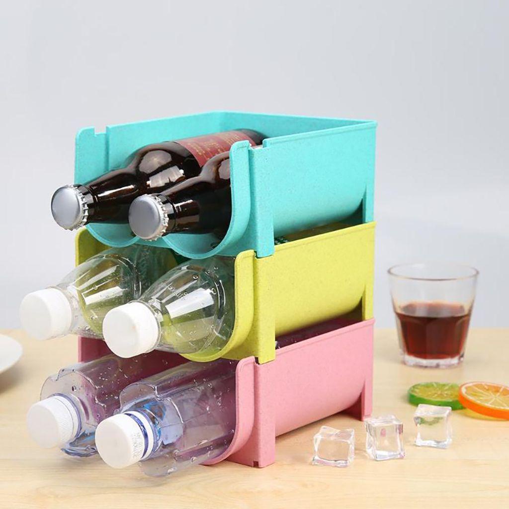 [Elegan] Tempat Botol Wine Berkualitas Multi-Fungsional Stackable Perlengkapan Pesta Freestanding Rumah Tangga Rak Organizer Kulkas