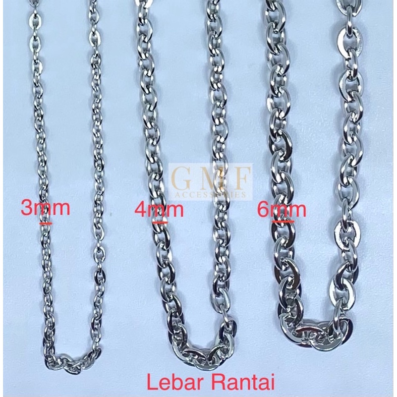 Kalung Rantai Titanium Warna Perak Kalung Stainless Steel Pengganti Emas