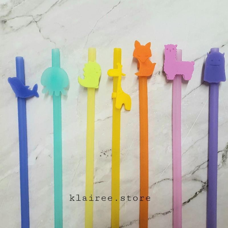 SEDOTAN SILIKON ANAK COLORFUL KARAKTER HEWAN/ SILICON STRAW SAFE FOR BABY W/ANIMAL