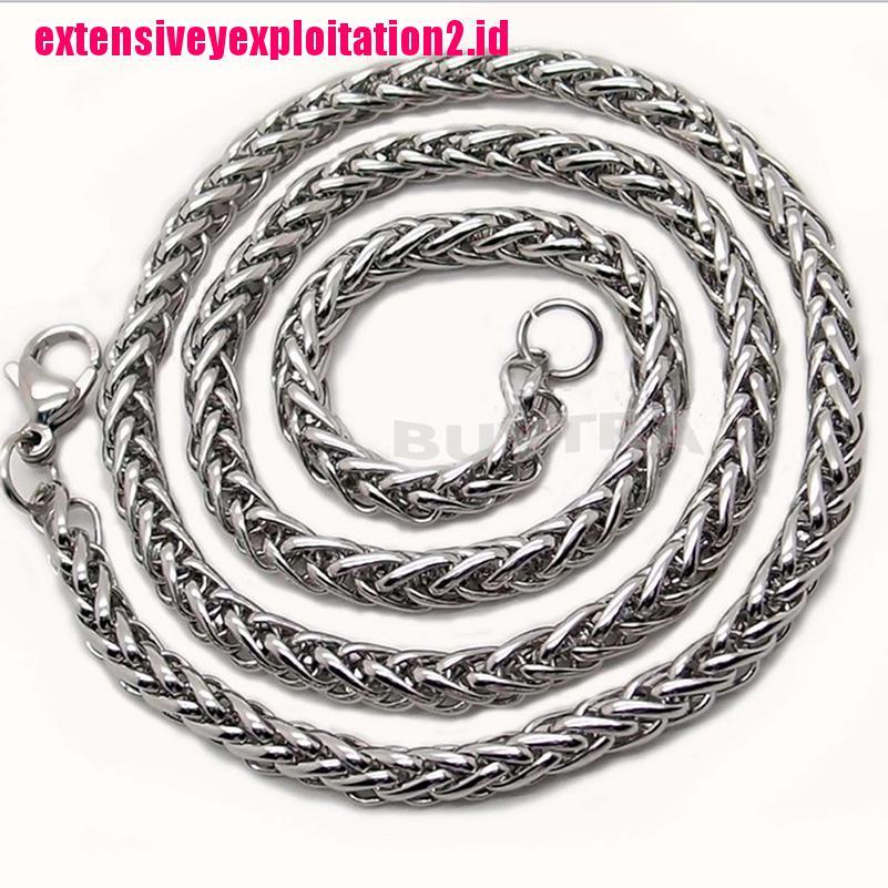 Kalung Rantai Bahan Stainless Steel Warna Silver Untuk Pria