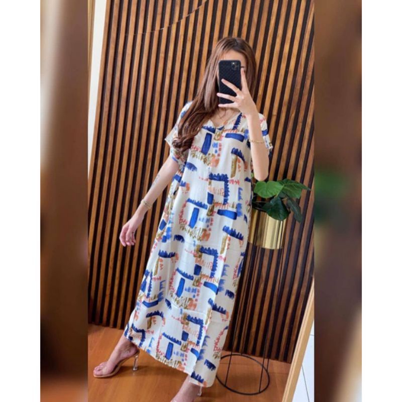 Daster RAYON  BUSUI  HABEL  SEMATA KAKI/SELUTUT  lengan pendek/Asli termurah-Long FABIO