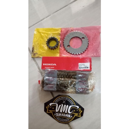Rantai gear timing sentrik gl pro series set kamprat 25h bulat merk AHM panjang 98 100