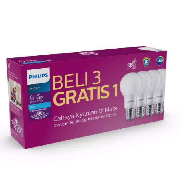 Lampu Philips led bulb 5w 6w 7w 8w 9w 10w 11w 12w 14.5w  my care paket beli 3 gratis 1 5 6 7 8 14 w watt multipack Paket 4pc hemat garansi resmi