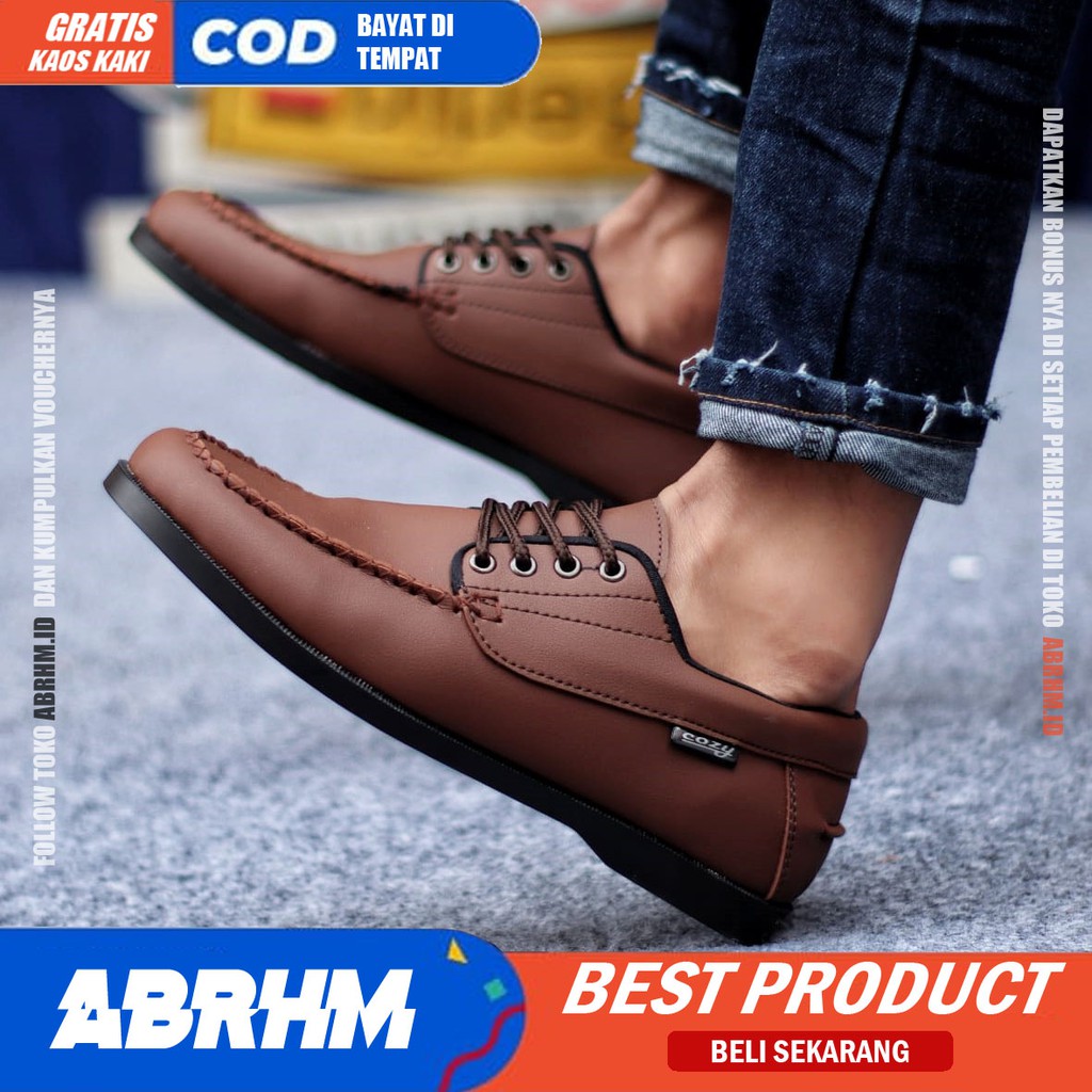 ABRHM X MONZ Sepatu Kasual Pria Sepatu Pria Casual Kulit Pu Sepatu Kerja Cowo/Cowok Ori Santai SepatuSemi Formal Kuliah Kondangan Gaya keren Kekinian Murah Terlaris