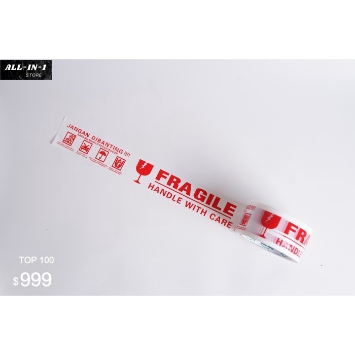 

Borneo Lakban OPP Fragile Jangan Dibanting Warna Putih Ukuran 48mm x 60 Yard, Solasi, Isolasi Kuat