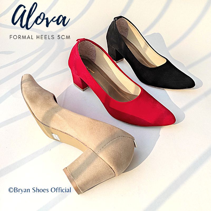 Bryan Alova Pantofel Heels 5cm Formal Suede BigSize Oversize Jumbo Sepatu Hak Tahu Kerja Kantor