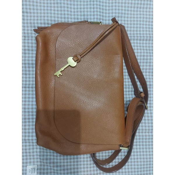 (booked) Fossil Maya Brown Leather Sling Bag Tas Fossil Original Coklat Klasik Kulit Asli