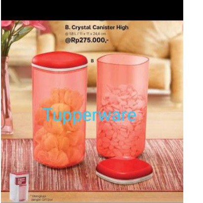 promo crystal high canister tupperware/toples tupperware bening 1,8 liter