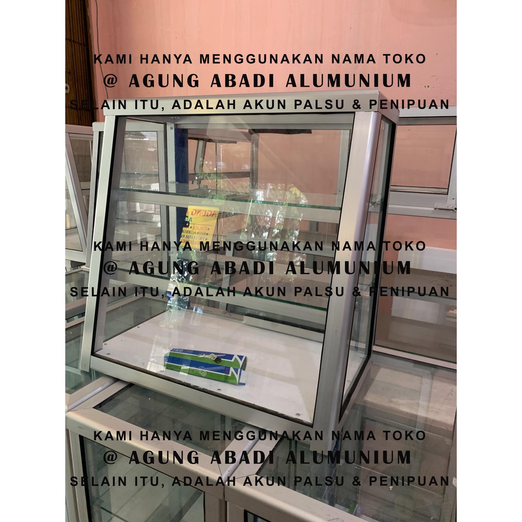 Etalase Kaca / Rak Alumunium Miring Display Makanan Gorengan