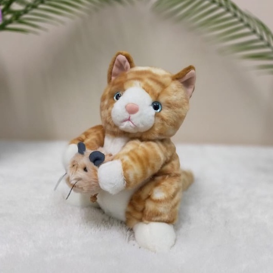 Boneka Kucing Dan Tikus 28cm/11&quot;/Boneka Kucing Orange/Boneka Cat With Mouse/Animal Boneka/Boneka Kucing Oren