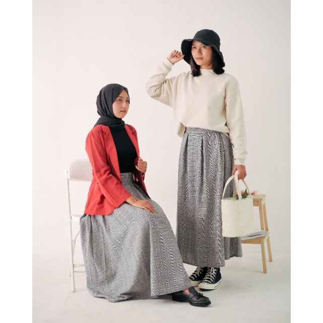 Vintage Skirt / Rok panjang motif kotak Korea / Rok Tartan-2