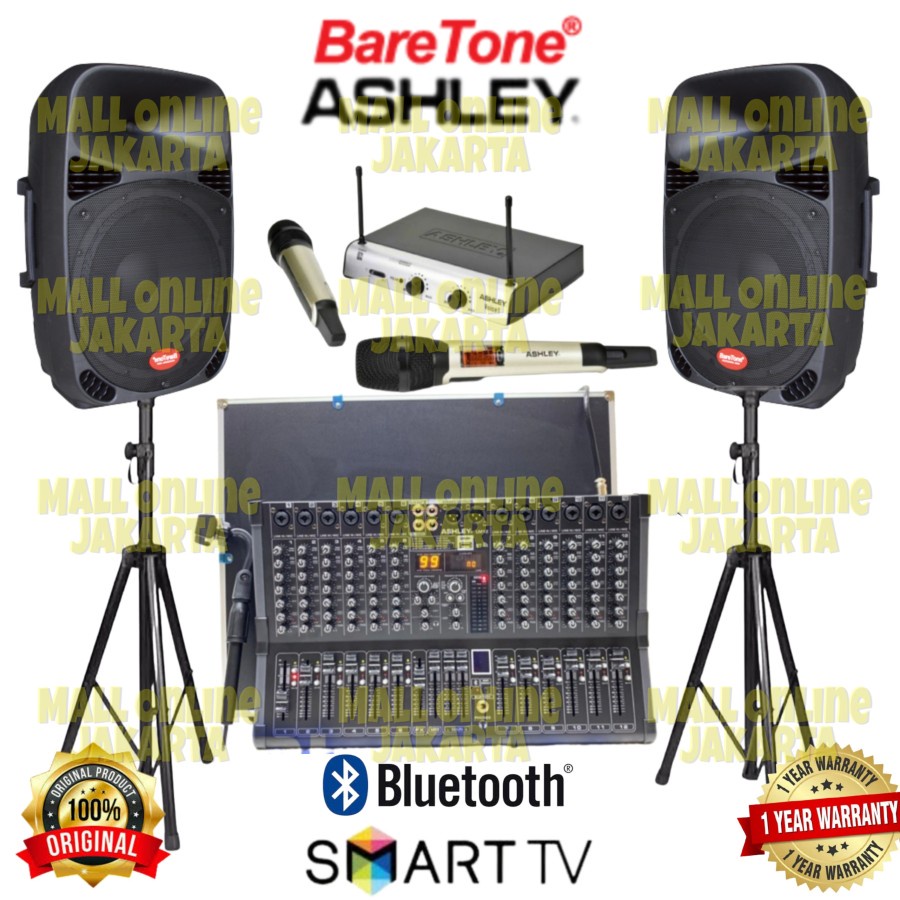 Paket speaker aktif baretone 15 inch mixer ashley 12 channel Lm12