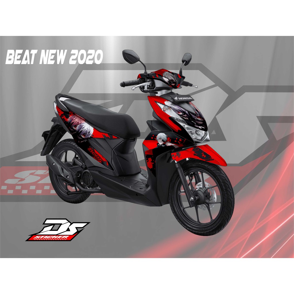 Stiker Decal Fullbody List Motor Beat 2020 Motif Anime Hitam Merah Shopee Indonesia