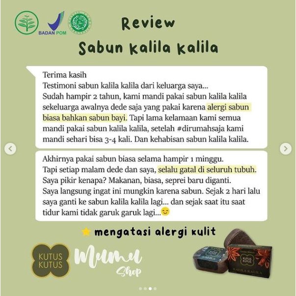 Sabun Kalila Kalila Kutus Kutus Tamba Waras Original 90 gram Asli 100% Official The Mall