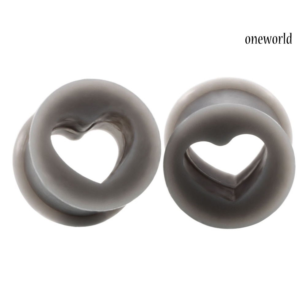 OW# 1Pc Unisex Heart Shape Silicone Ear Plug Tunnel Expander Body Piercing Jewelry