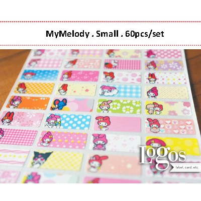 My Melody Sticker Name Label Small Stiker nama anak lucu, karakter dari Sanrio Kuromi