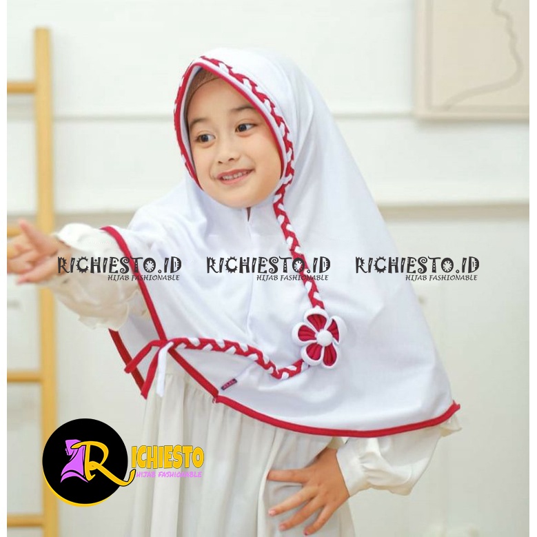 Jilbab Sekolah Anak SD KEPANG BUNGA Kaos PE Usia 6-9 Tahun