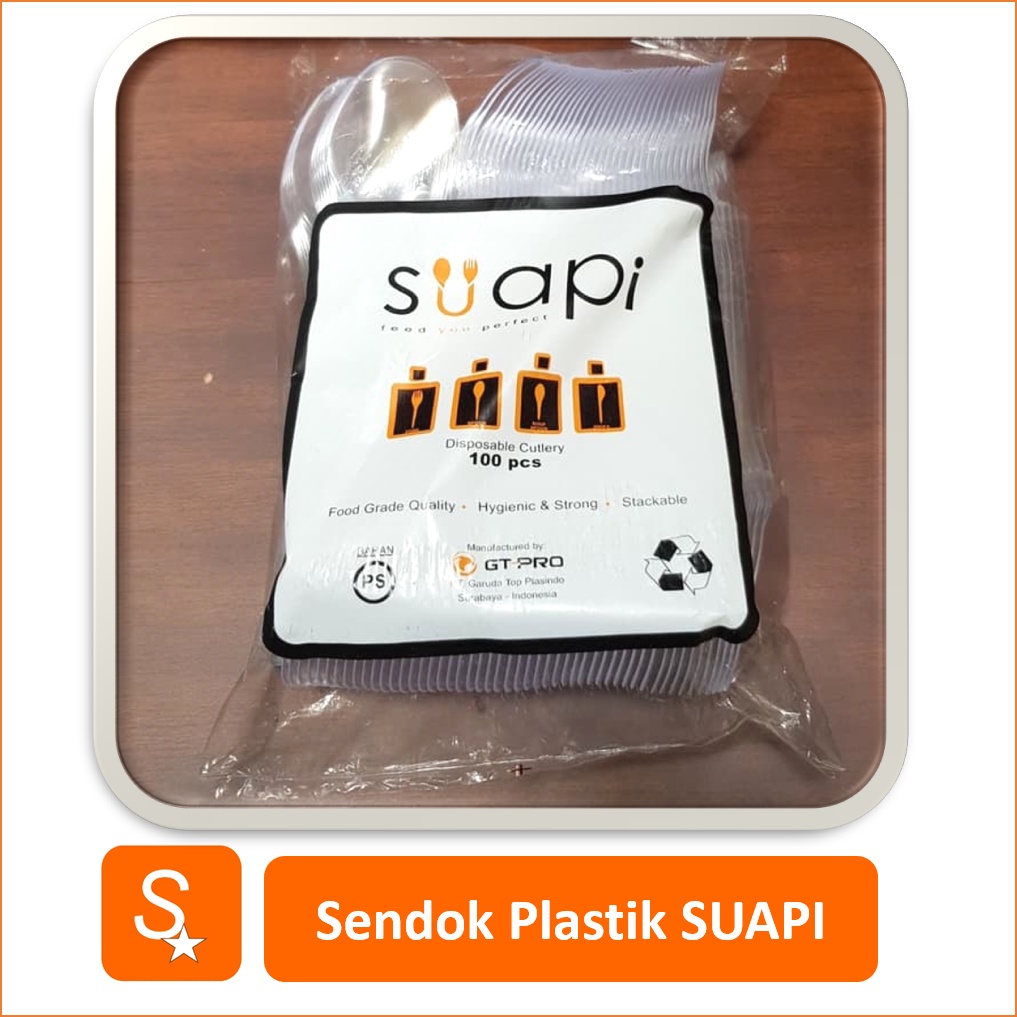 Sendok Plastik Suapi Bening / Sendok Makan (100 pcs)