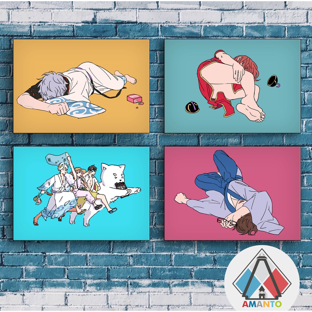 POSTER KAYU GINTAMA POSTER ANIME YOROZUYA DAN SHINSENGUMI DEKORASI KAMAR ANIME GINTAMA