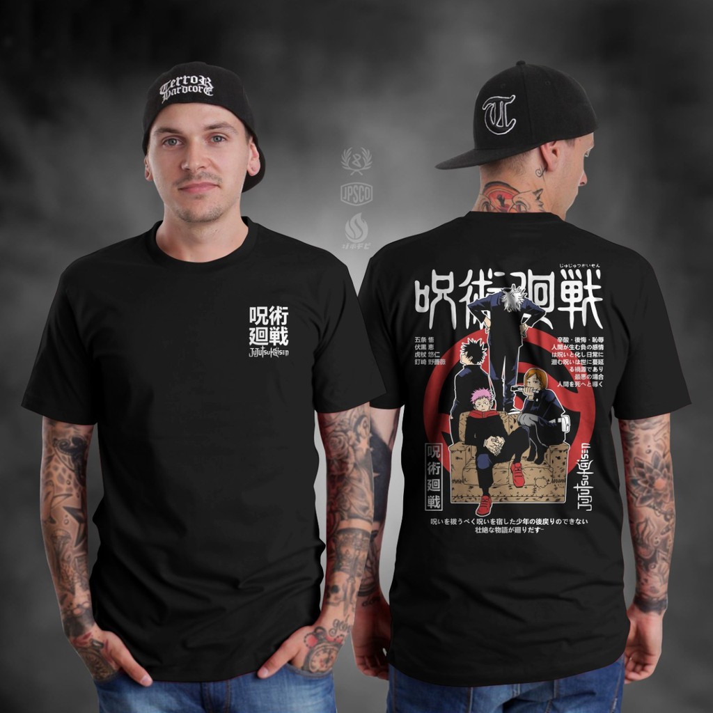 KAOS JUJUTSU KAISEN GOJO SATORU BAJU KARTUN ANIME YUUJI ITADORI