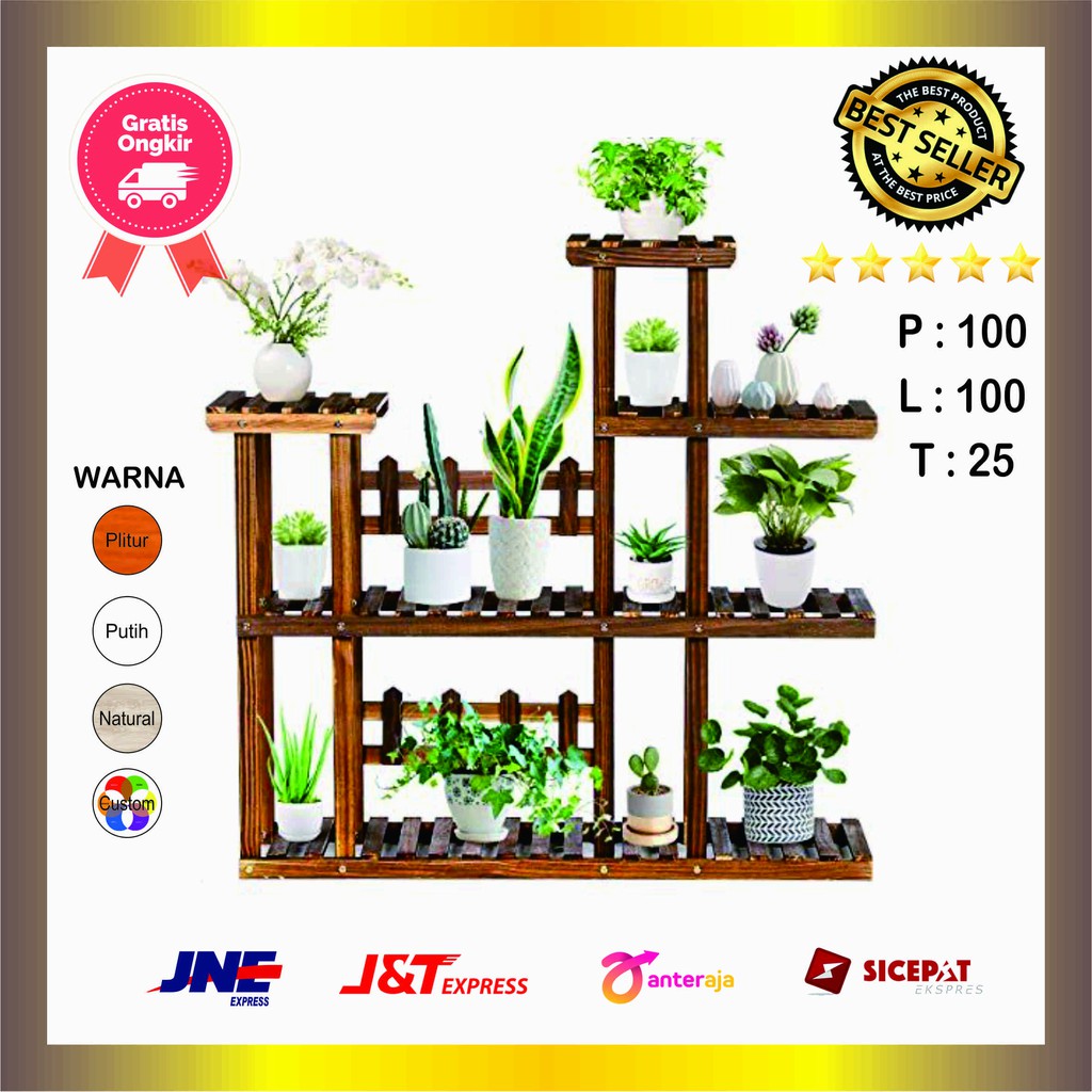 Rak Tanaman Kayu Tingkat 4 Kayu Solid Bukan Kayu Jati Belanda
