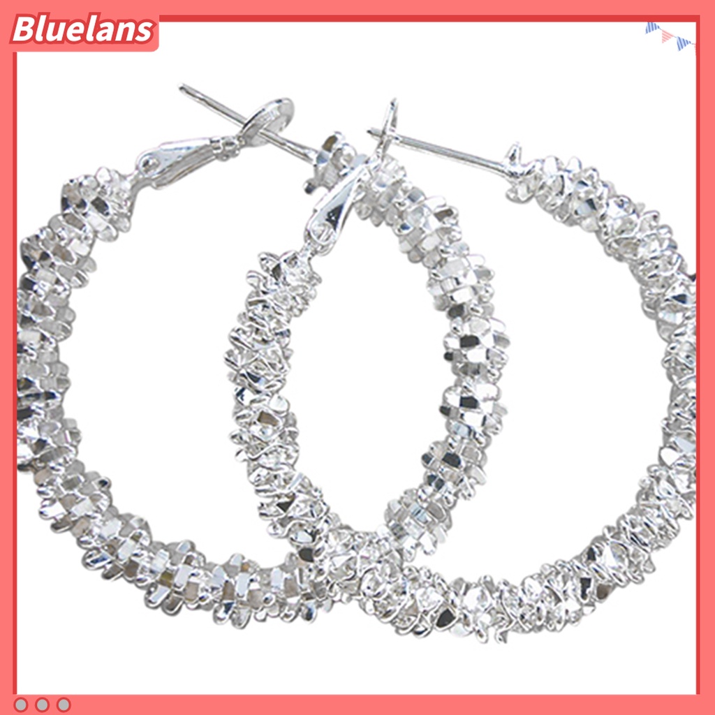 Bluelans Anting Hoop Lapis Silver Anti Karat Untuk Wanita