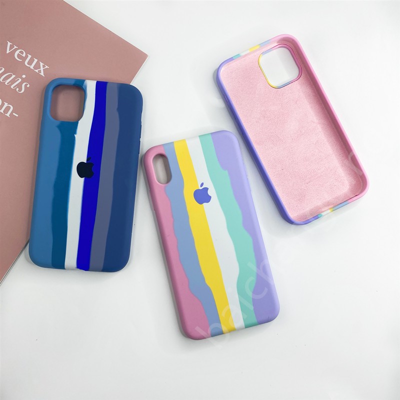 Case Pelindung Bahan Silikon Warna Pelangi Untuk Iphone 12 12pro 12promax 12mini 11 Pro Max X Xr Xs Max 7plus 8plus I6 6s