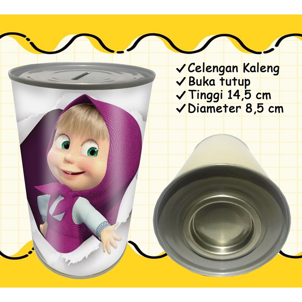 Celengan Kaleng Buka Tutup / Celengan Kaleng Marsha / Celengan Custom