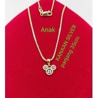 Kalung anak italy santa+liontin Mickey mouse Rose gold perak asli 925/Silver lapisan emas kuning