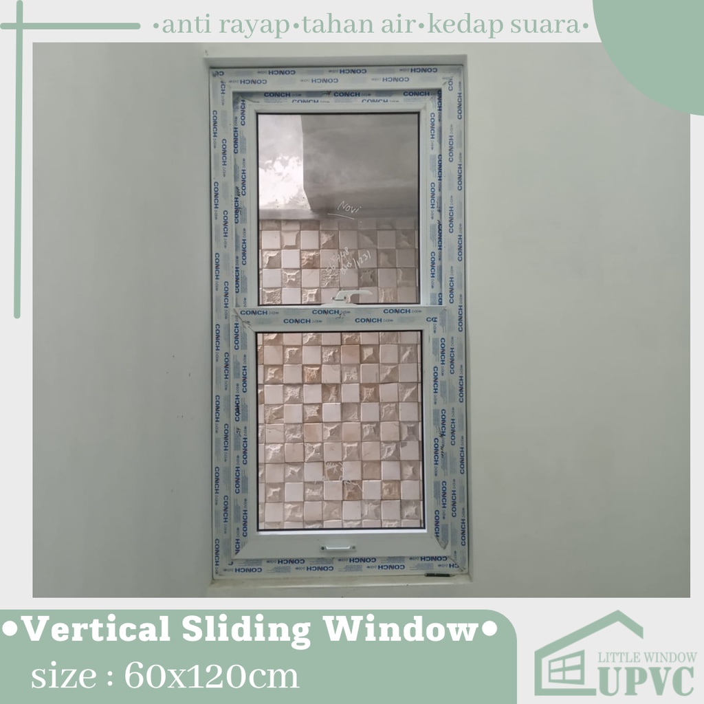 Jendela Sliding Vertikal / Vertical Sliding Window uPVC Conch size 60x120cm