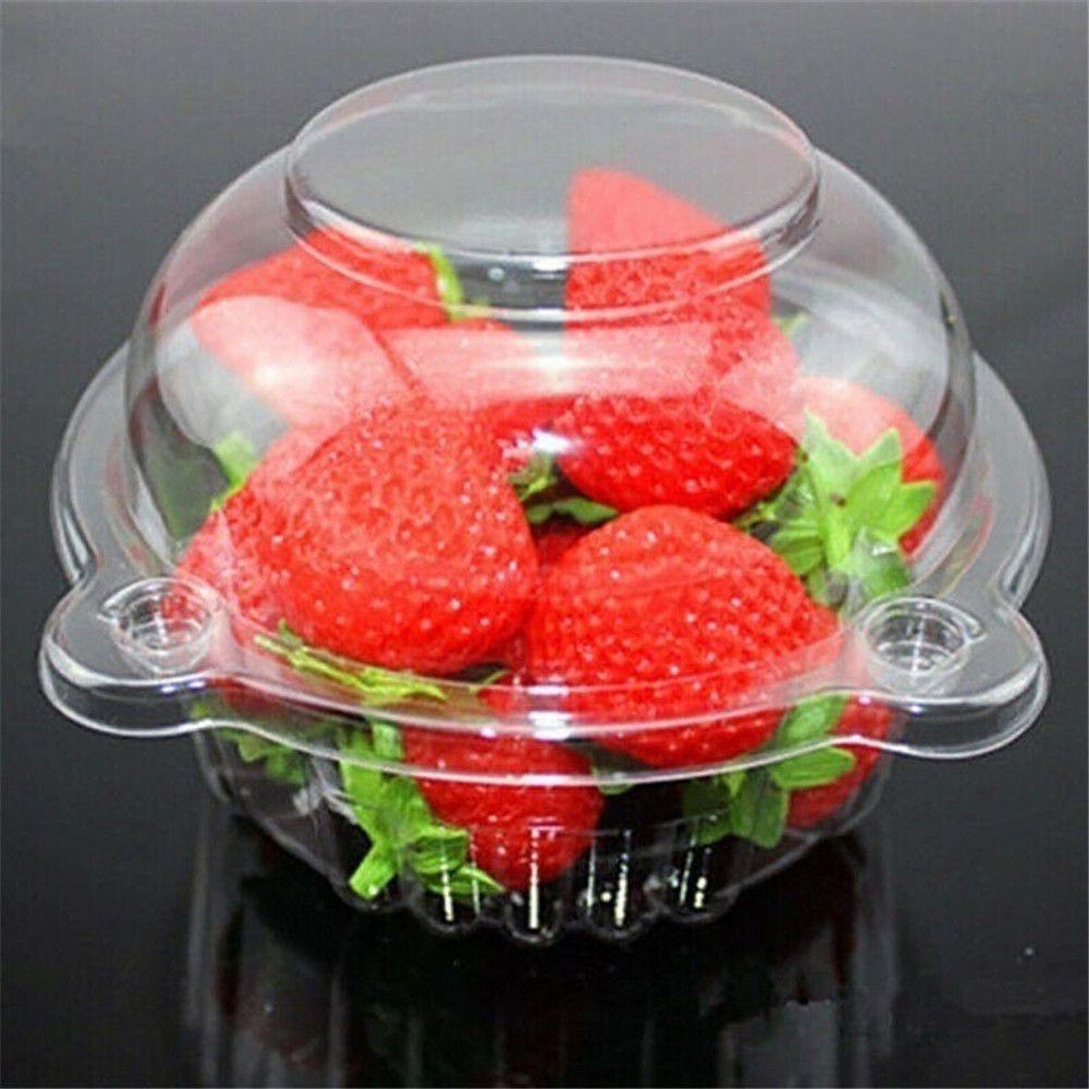 Populer 50pcs Plastik Cupcake Dapur Sekali Pakai Transparan Dessert Cups Cases Set