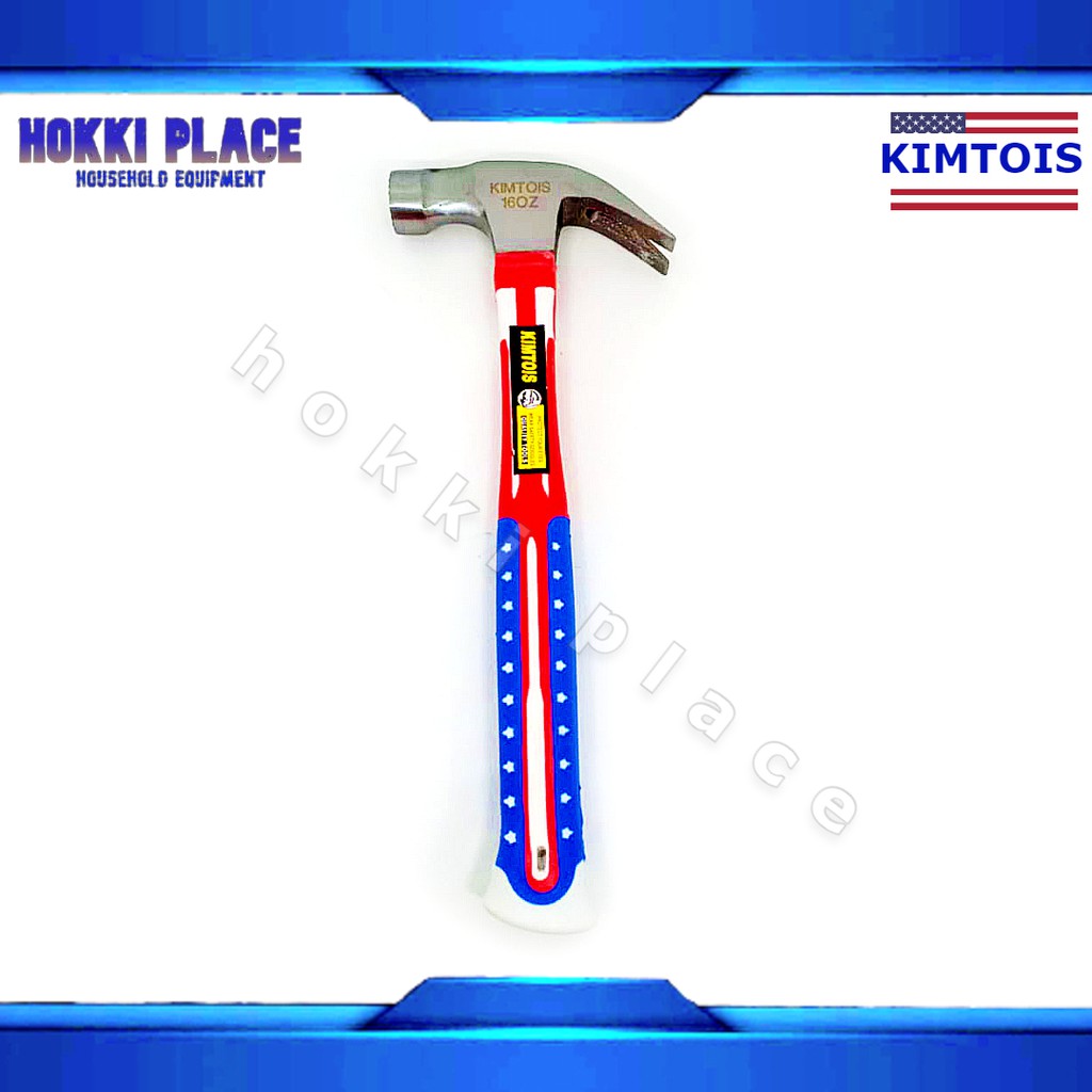 Palu Kambing Magnet Gerigi Gagang Fiber USA KIMTOIS 8 Oz Claw Hammer