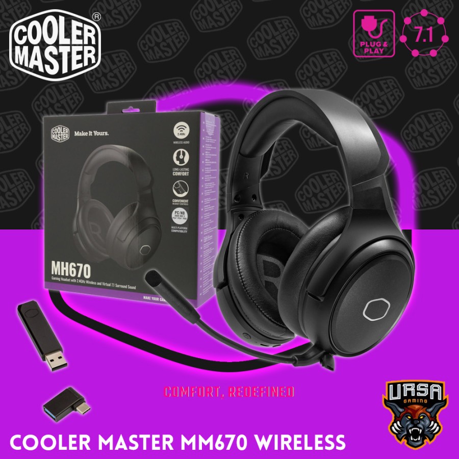 Headset Cooler Master MH670 Wireless 7.1 Surround Sound Headset Gaming