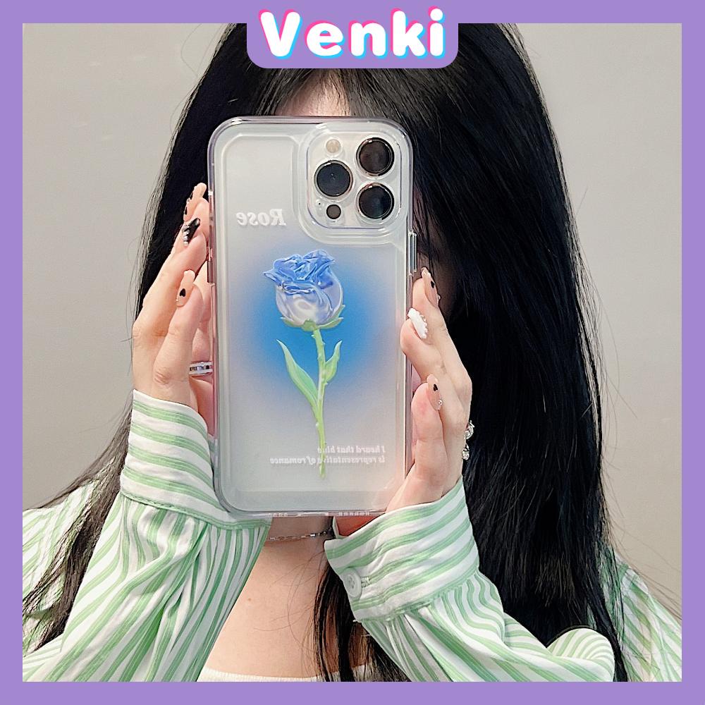 iPhone Case Luxury Silicone Soft Case Clear Case Shockproof Protection Camera Blue Rose Flower Compatible For iPhone 11 iPhone 13 Pro Max iPhone 12 Pro Max iPhone 7Plus iPhone xr