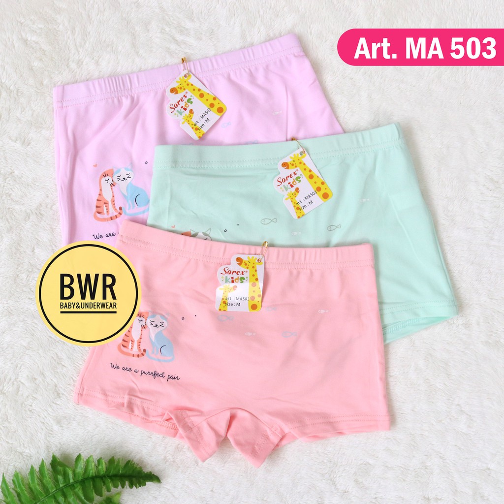 [ 3pc ] CD Boxer Sorex Kids MA 503 -1 / Celana Dalam Anak Perempuan Boxer Motif Ma503 | Bwr