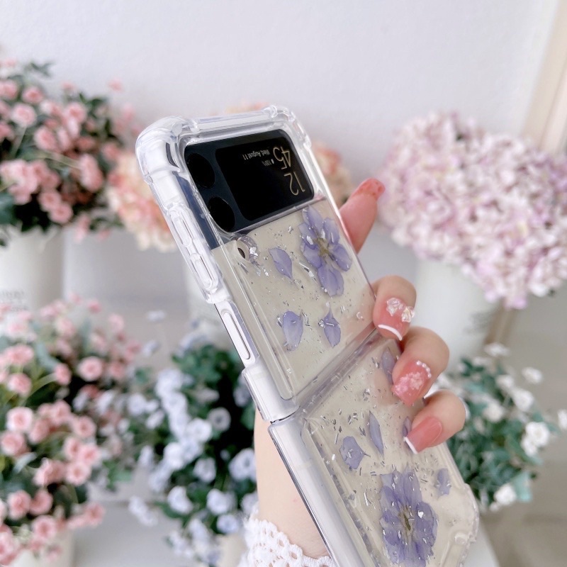 Dried Flower Glitter Case Zfold 4 Zflip 4 3 Zfold 2 Zflip3 Zflip2 Z Flip Fold Casing