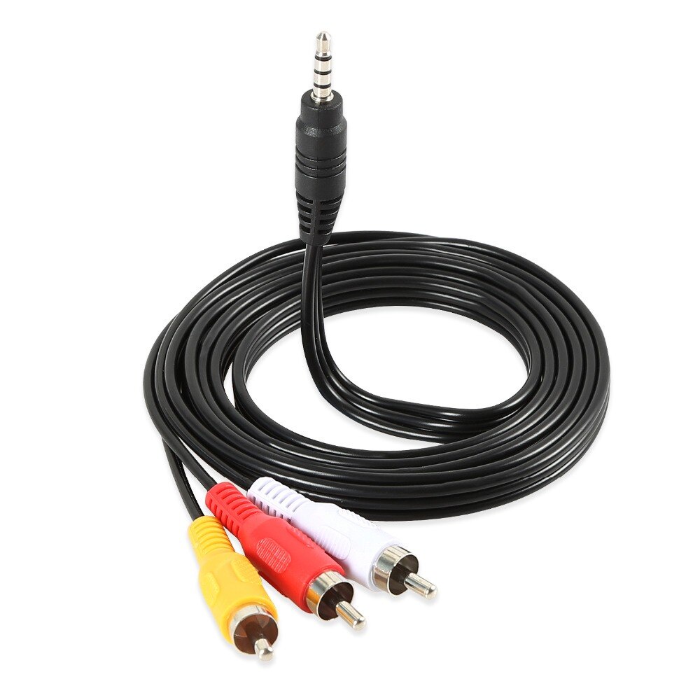 【stock】1M 3.5mm RCA One Point Three AV Cable, Long Head Turn 3 Lotus Female Head Video Adapter Cable for DVD Player