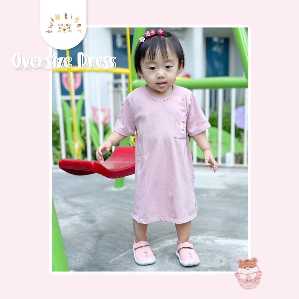 Twin Tiger Oversize Dress Baju Terusan Anak Perempuan