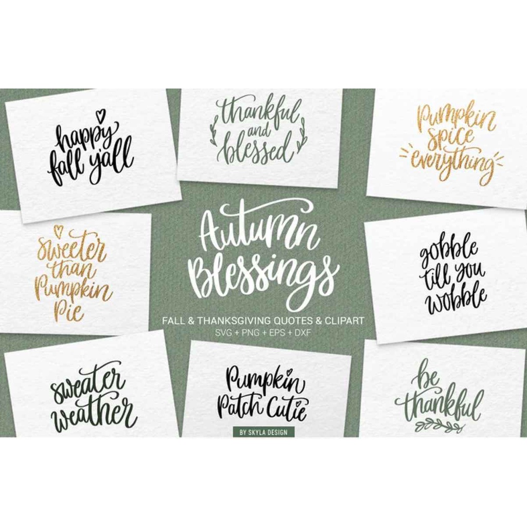 Fall Thanksgiving Quotes Clipart - Vector Designs